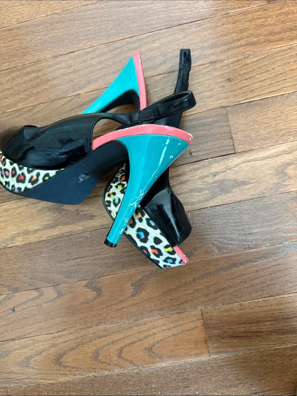 G by Guess Black Heels with Pink Accents Open-Toe Slingbacks